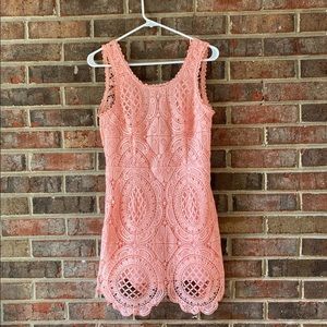 Beautiful Size M Juniors Light Pink/Peach Crochet Dress